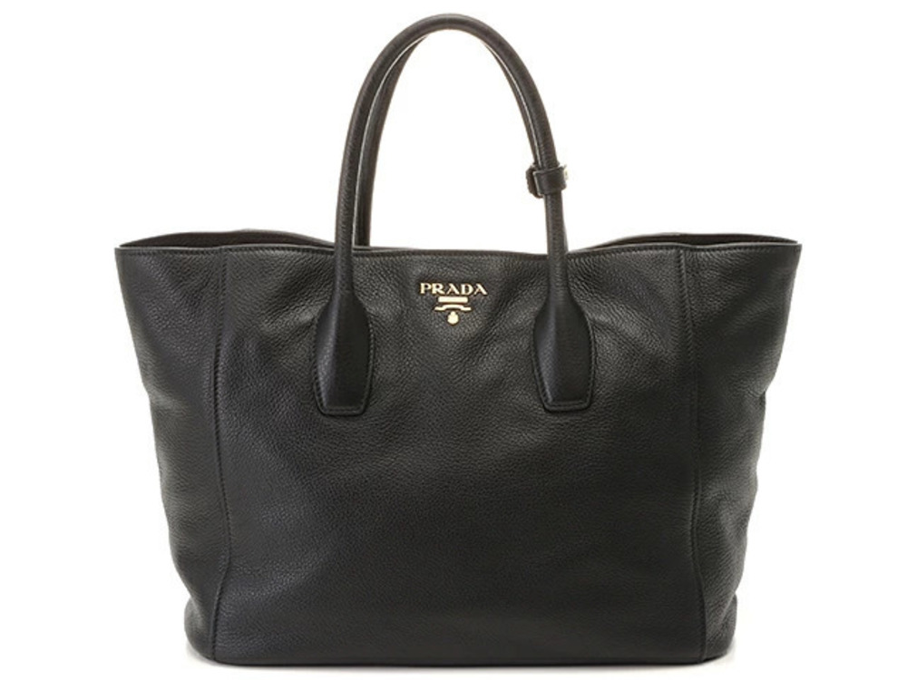 Prada shoulder tote bag black calfskin